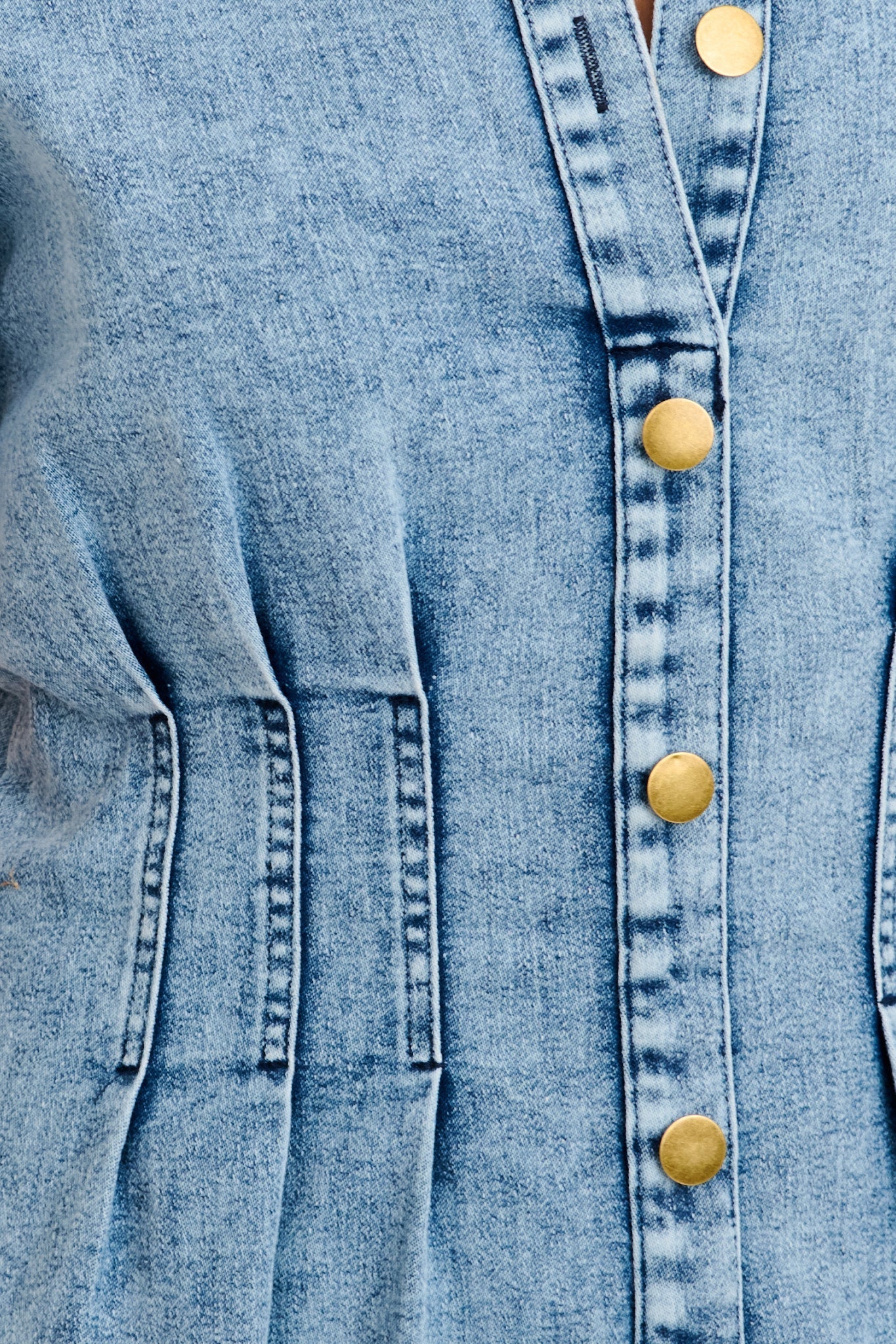 Women's Denim Mini Dress with Button Front and Collar