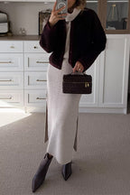 Women’s Cowl Neck Sleeveless Midi Sweater Dress