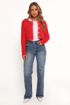 Women’s Cropped Fuzzy Button-Front Cardigan