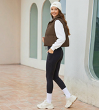 Women’s Cropped Puffer Vest with Stand Collar