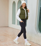 Women’s Cropped Puffer Vest with Stand Collar