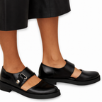 Women’s Rounded Toe Cut-Out Strap Shoes with Buckle Hardware