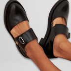 Women’s Rounded Toe Cut-Out Strap Shoes with Buckle Hardware
