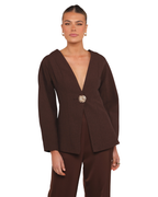 Women’s Deep V-Neck Single Button Blazer