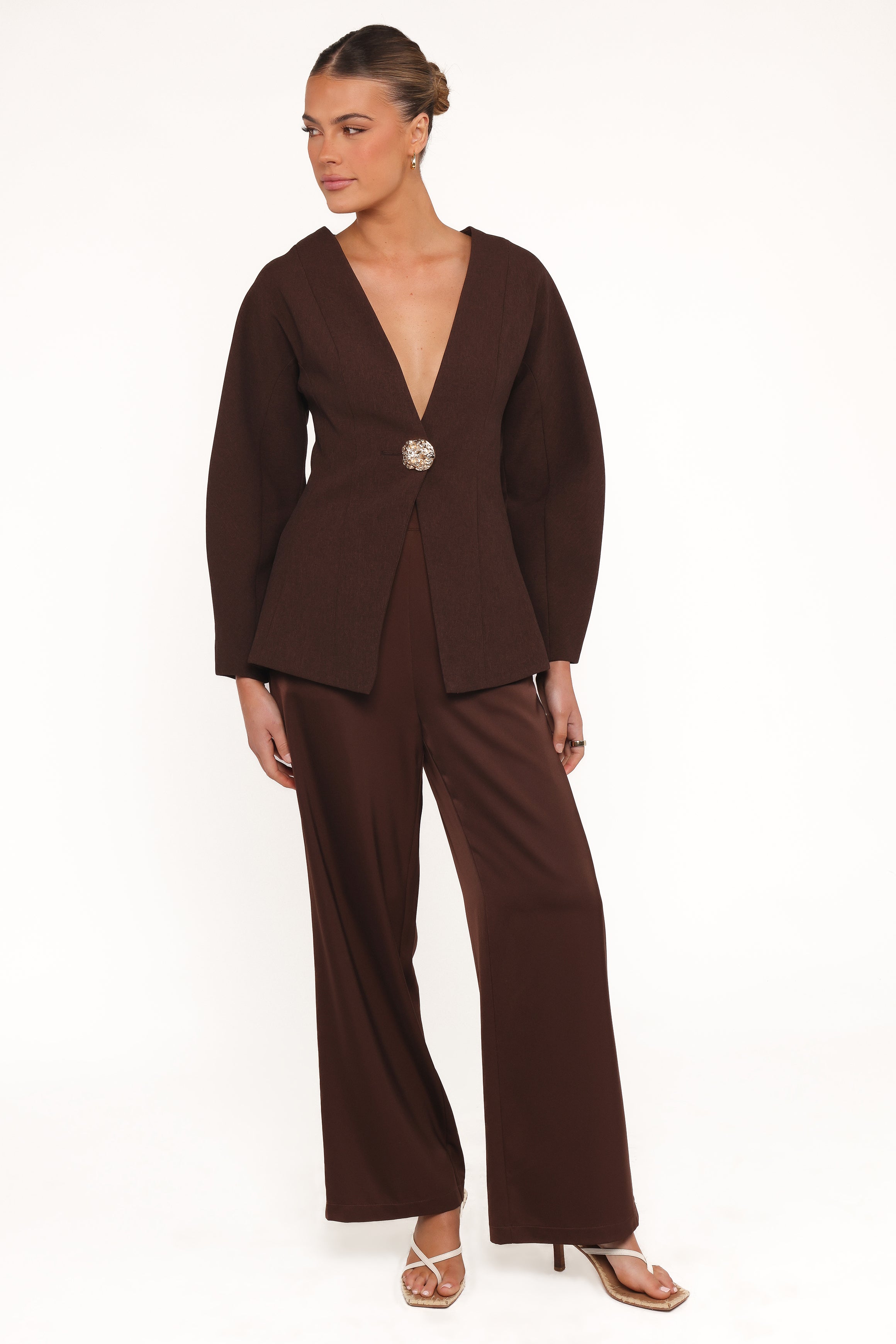 Women’s Deep V-Neck Single Button Blazer