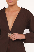 Women’s Deep V-Neck Single Button Blazer