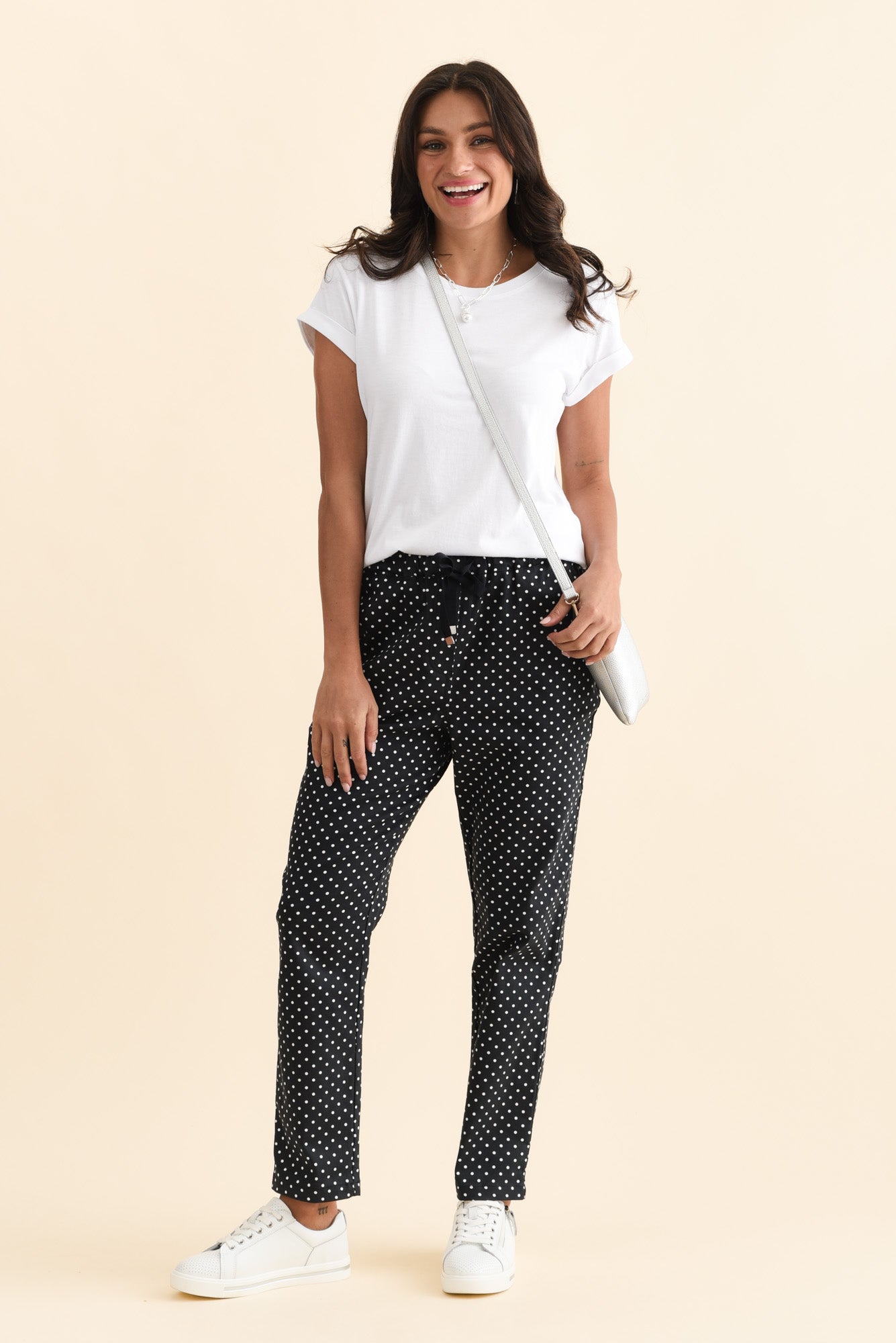 Women’s Drawstring Waist Polka Dot Pants