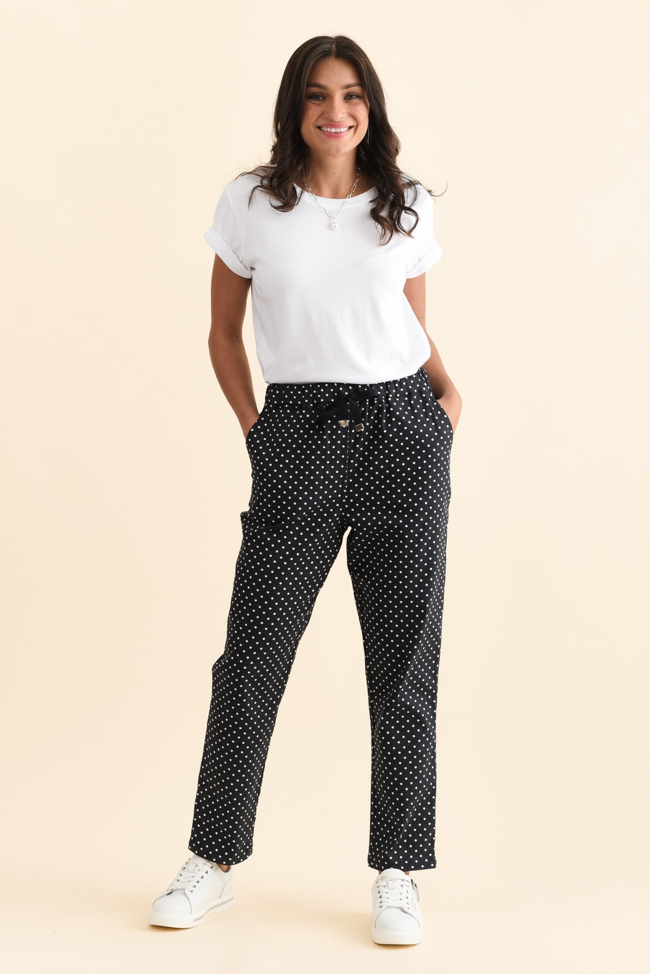 Women’s Drawstring Waist Polka Dot Pants