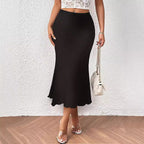 Women's Knit Fitted Midi Skirt with Flared Hem