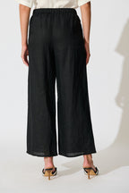 Women's Cropped Wide-Leg Pants with Elasticated Back Waistband and Front Pleats