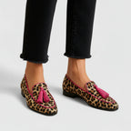 Women’s Pointed Toe Tassel Slip-On Loafers with Bright Trim Edge
