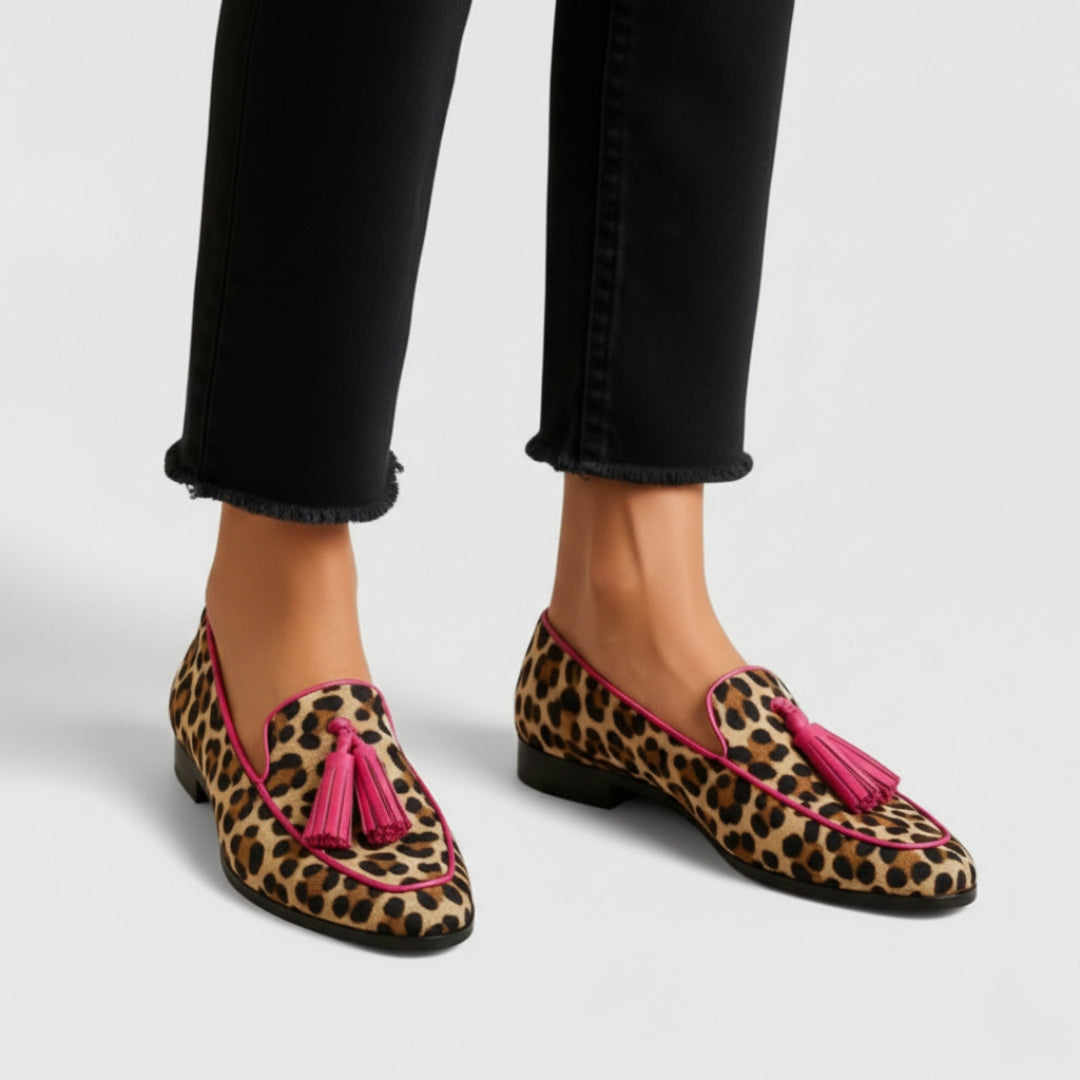 Women’s Pointed Toe Tassel Slip-On Loafers with Bright Trim Edge