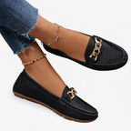 Women’s Textured Slip-On Loafers with Chain Bar Detail