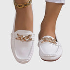 Women’s Textured Slip-On Loafers with Chain Bar Detail