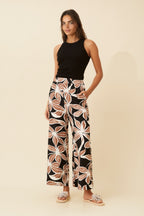 Women’s Floral Leaf Print Wide Leg Pants