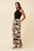 Women’s Floral Leaf Print Wide Leg Pants