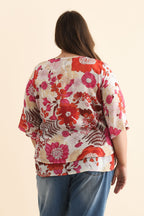 Women’s Floral Print Layered Short Sleeve Top