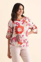 Women’s Floral Print Layered Short Sleeve Top