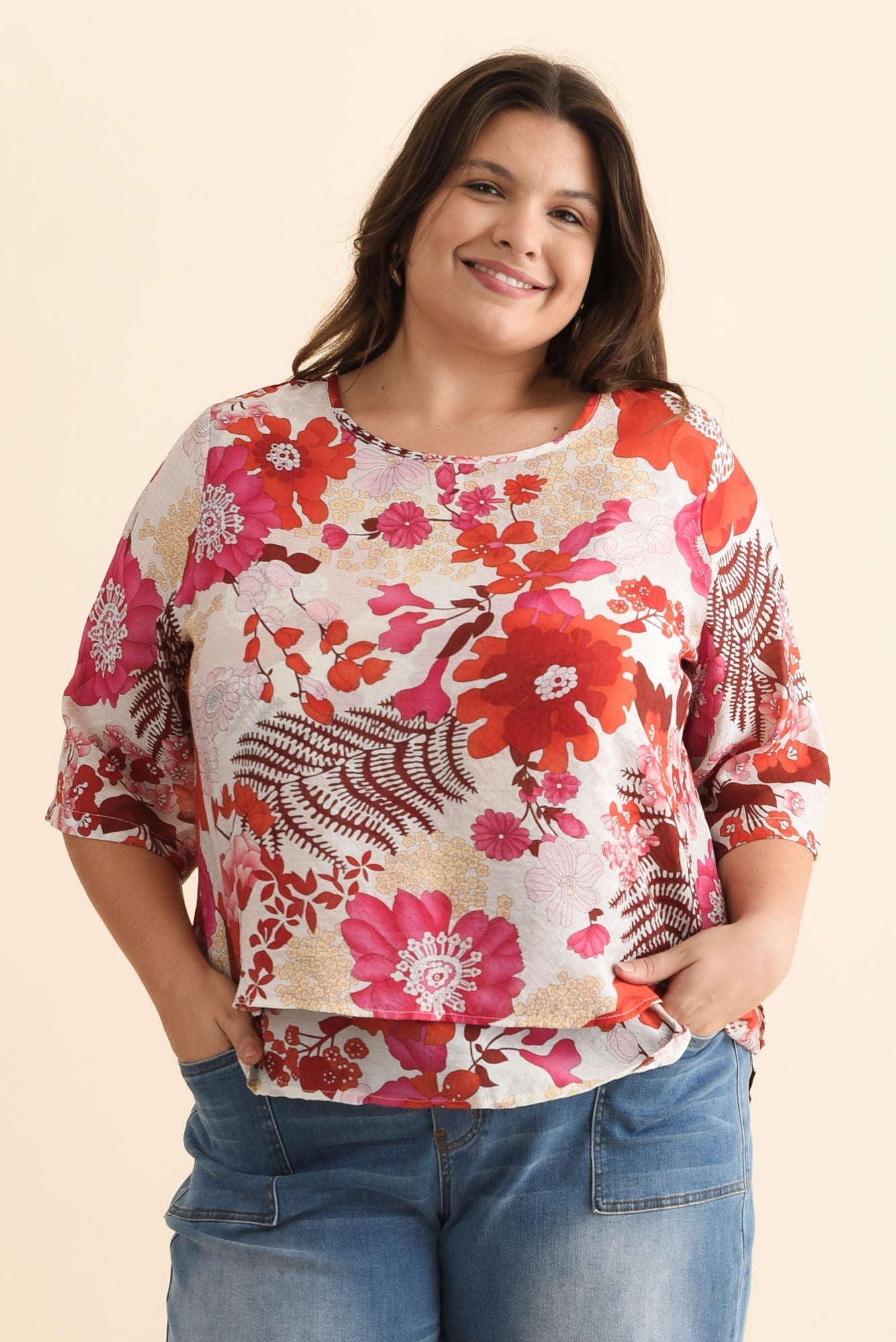 Women’s Floral Print Layered Short Sleeve Top