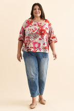Women’s Floral Print Layered Short Sleeve Top