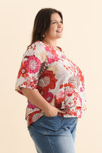 Women’s Floral Print Layered Short Sleeve Top