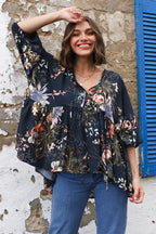 Women's Floral Print Long Sleeve Blouse