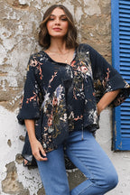 Women's Floral Print Long Sleeve Blouse