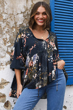 Women's Floral Print Long Sleeve Blouse