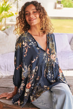 Women's Floral Print Long Sleeve Blouse