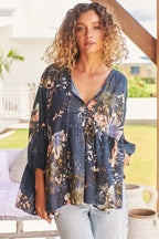 Women's Floral Print Long Sleeve Blouse