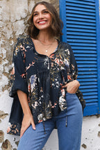 Women's Floral Print Long Sleeve Blouse