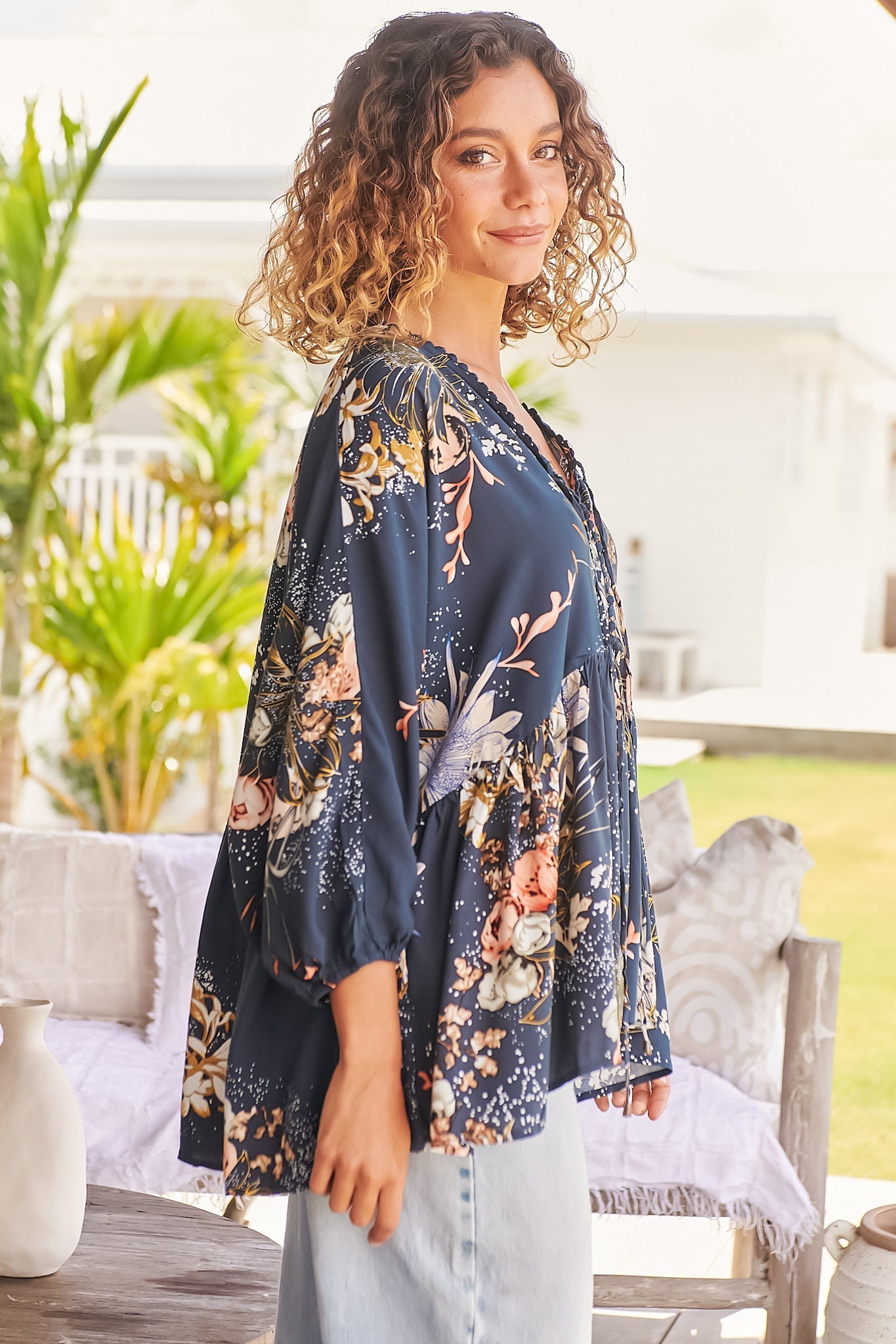 Women's Floral Print Long Sleeve Blouse