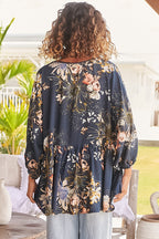 Women's Floral Print Long Sleeve Blouse