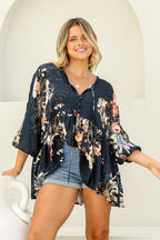 Women's Floral Print Long Sleeve Blouse