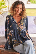 Women's Floral Print Long Sleeve Blouse