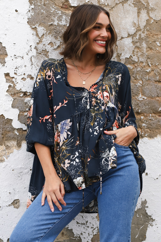 Women's Floral Print Long Sleeve Blouse