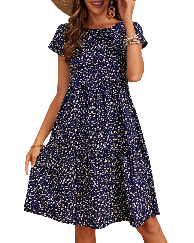 Women’s Floral Print Tiered Midi Dress