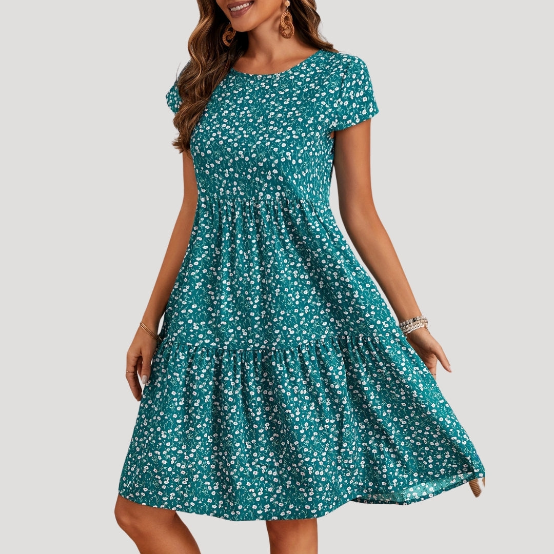Women’s Floral Print Tiered Midi Dress