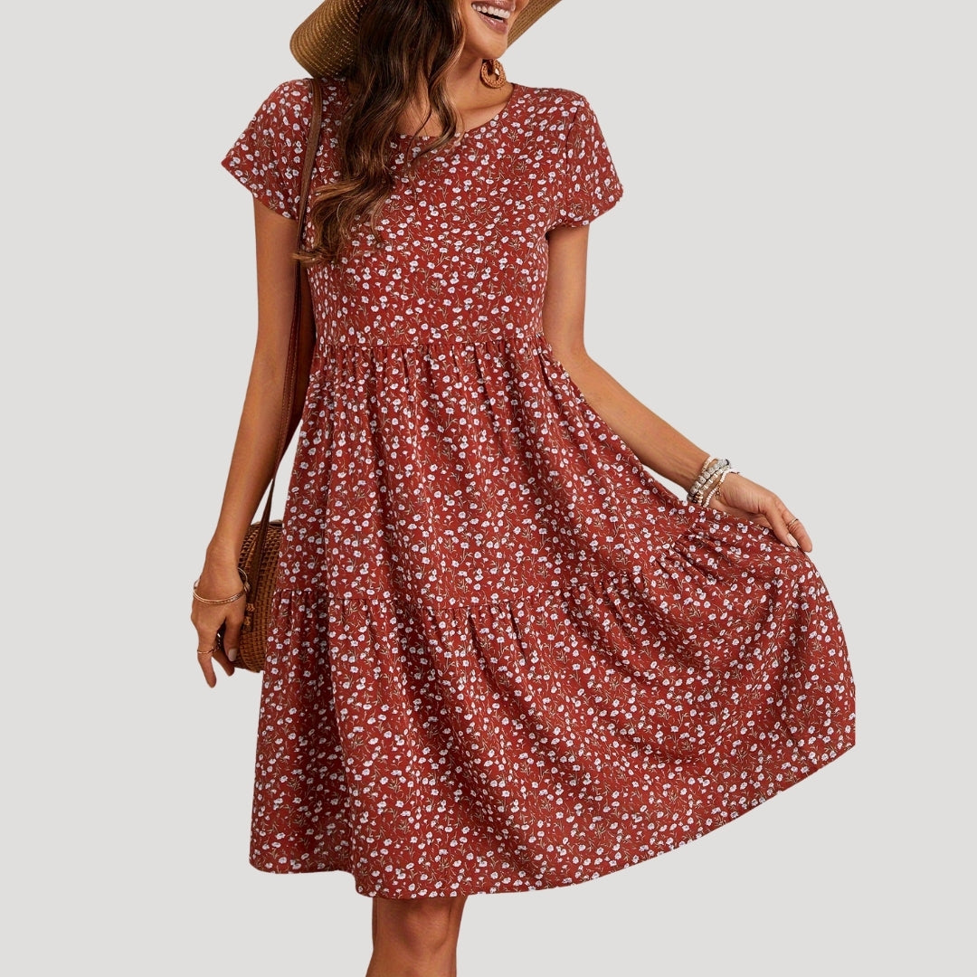 Women’s Floral Print Tiered Midi Dress