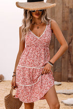 Women’s Floral Print V-Neck Sleeveless Dress
