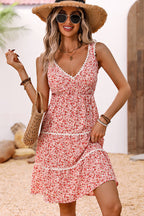 Women’s Floral Print V-Neck Sleeveless Dress