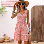 Women’s Floral Print V-Neck Sleeveless Dress