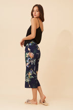 Women’s Floral Print Wide Leg Culottes Pants