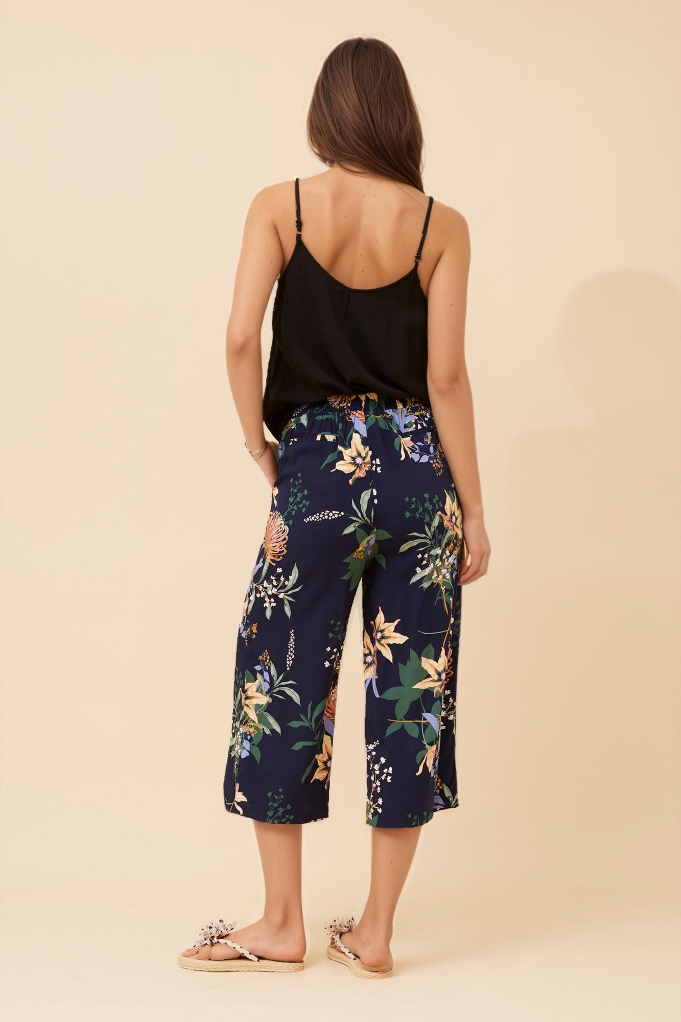 Women’s Floral Print Wide Leg Culottes Pants