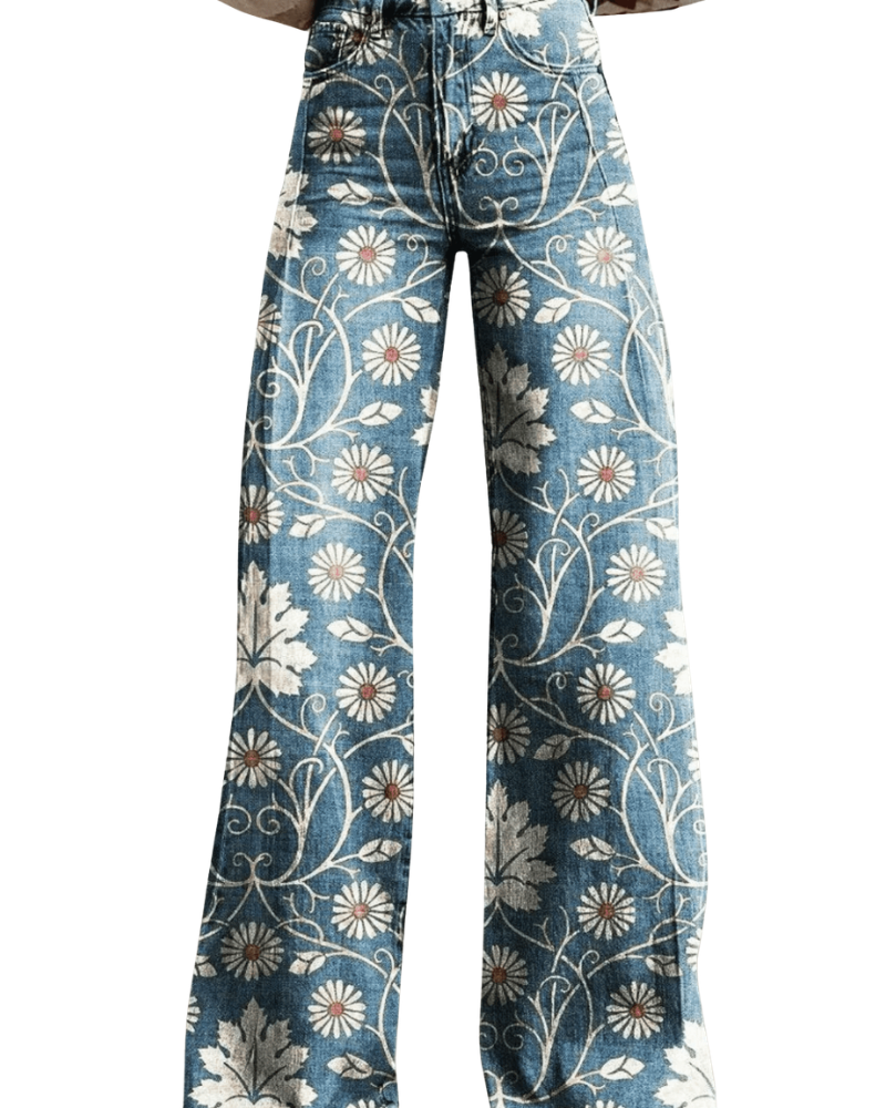 Women’s Floral Print Wide Leg Jeans