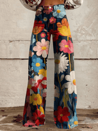 Women’s Floral Print Wide Leg Jeans