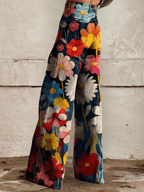 Women’s Floral Print Wide Leg Jeans