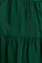 Women’s Gathered Neck Button Front Tiered Sheer Sleeve Mini Dress