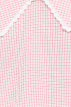Women’s Gingham Long Sleeve Top with Oversized Collar