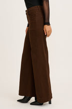 Women's High Rise Wide-Leg Full Length Pants with Seam Detail